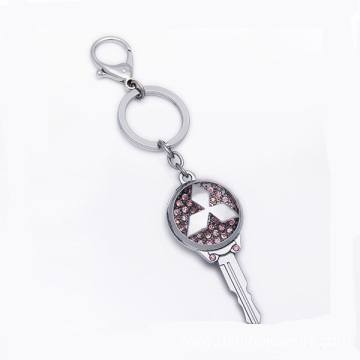 Custom Made Metal Key Shape Keychain Rhinestone Key Rings